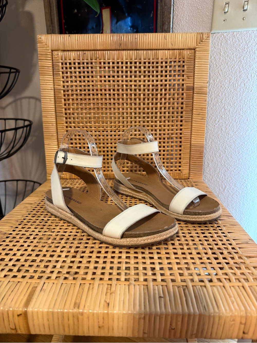 Lucky Brand White Ankle-Strap Espadrille Sandals
